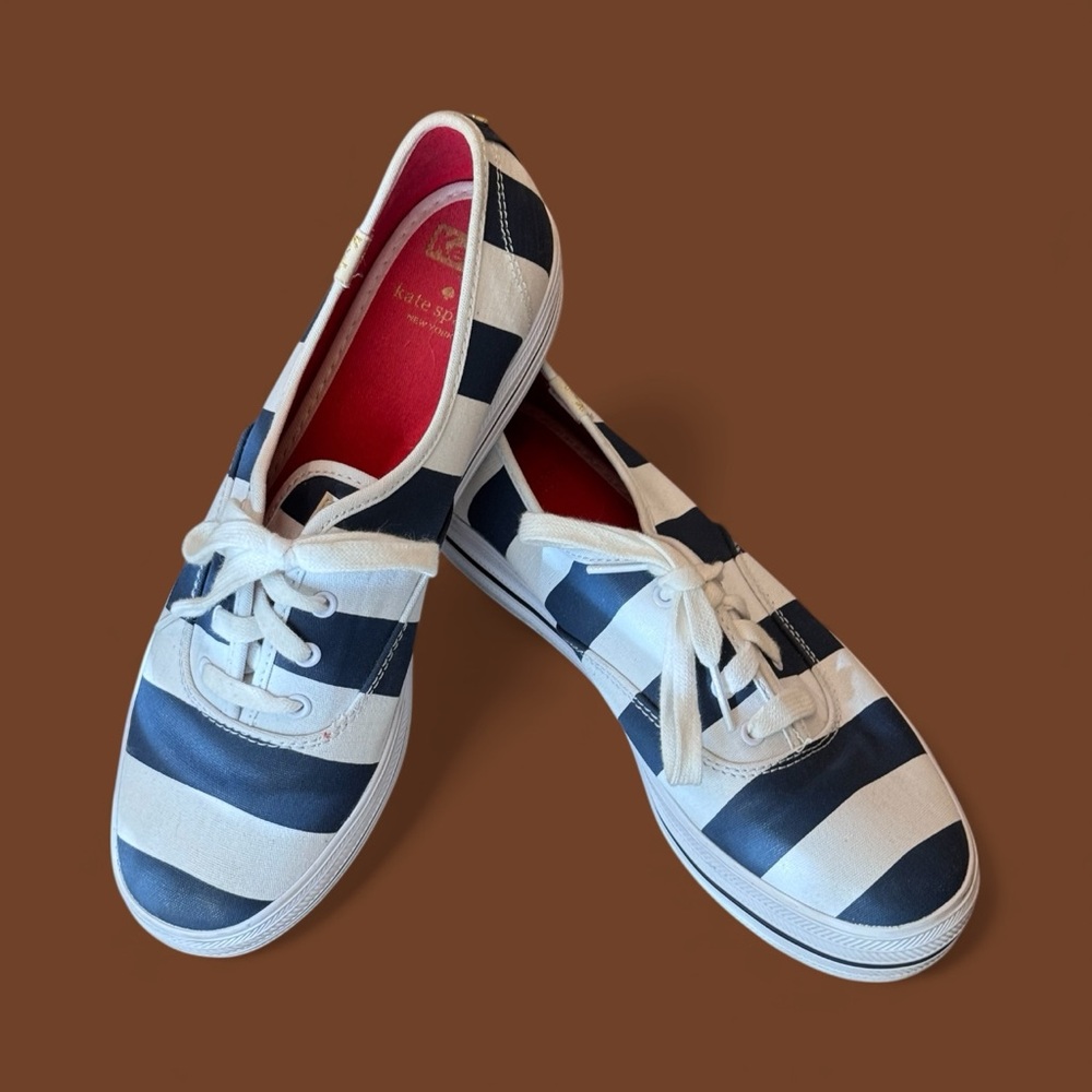 Keds x Kate Spade New York Navy & White Striped Canvas Sneakers Size 9 - Picture 5 of 7